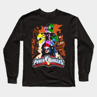 Blue Power Ranger's Electrifying Moment Long Sleeve T-Shirt